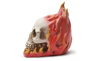 Three-Dimensional Skull with Flame Outer Form Gothic Skull Figurine Indoor Collectible for Tabletop