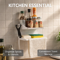 Cabinet and Sink Space-Saving Storage Rack for Bathroom, Wall-Mounted Towel Bar and Kitchen Organizer, Drill-Free Wall Holder