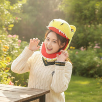 Lightweight Dinosaur Hat with Neck Cover Embroidered Dinosaur Costume Hat Warm Handmade for Photo Shoots