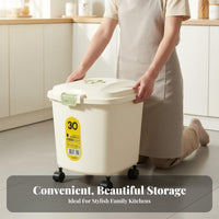 Rice Storage Container Humidity-Resistant Airtight Grain Container Transparent Window Sealed Grain Bin for Families, Kitchen