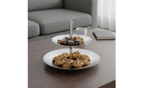 Stainless Steel Fruit Stand Tiered Display 2 Tier Serving Tray Modern Minimalist Design Double Layer Snack Tray