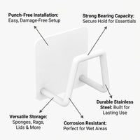 Bathroom sink and kitchen wall-mounted sponge holder with suction, 201 stainless steel draining racks for