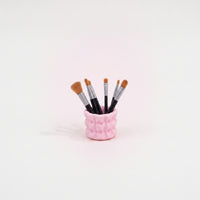 Realistic Miniature Makeup Brushes with Container Exquisite Miniature Makeup Set Cute Mini Storage Case Safe for Desktop Display