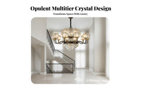 Crystal highlights helical Staircase Light Luxury Design helical Staircase Chandelier Statement Piece Ceiling Fixture Modern aesthetic for Villa Owners, Homeowners, Interior Designers, Living Room, Foyer, attic space