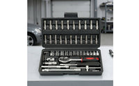 46 Pieces Easy to Carry Ratchet Socket Wrench Toolkit Versatile Socket Wrench Set with Case Complete Ratchet Set with Case Sturdy for Mechanics, Garage, Roadside Emergency