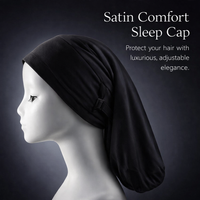 silk-like Lined Bonnet for Women, Adjustable Long Tail Cap for Curly Hair, Soft Modal Night Hat, Large Size Head Covering for Sleeping