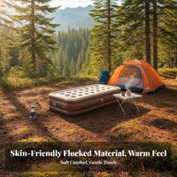 Moisture-Proof Inflatable Camping Mattress Thickened Design Self-Inflating Air Bed Flocked Top Portable Air Mattress with Pump Multi-Layer Support for Outdoor, Home Use, Travel, Tent