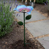 Iron Flower Stake Feeder Weather-Resistant Metal Flower Bird Feeder Pollinator Friendly Garden Decor Rustic for Patio