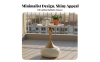 Space Saving Slim Waist End Table Light Luxury Design Wrought Iron Corner Table Anti-Drop Rim Hemisphere Base Nightstand Easy Installation for Apartment Dwellers, Interior Designers, Small Areas, Living Room, Bedroom, Balcony