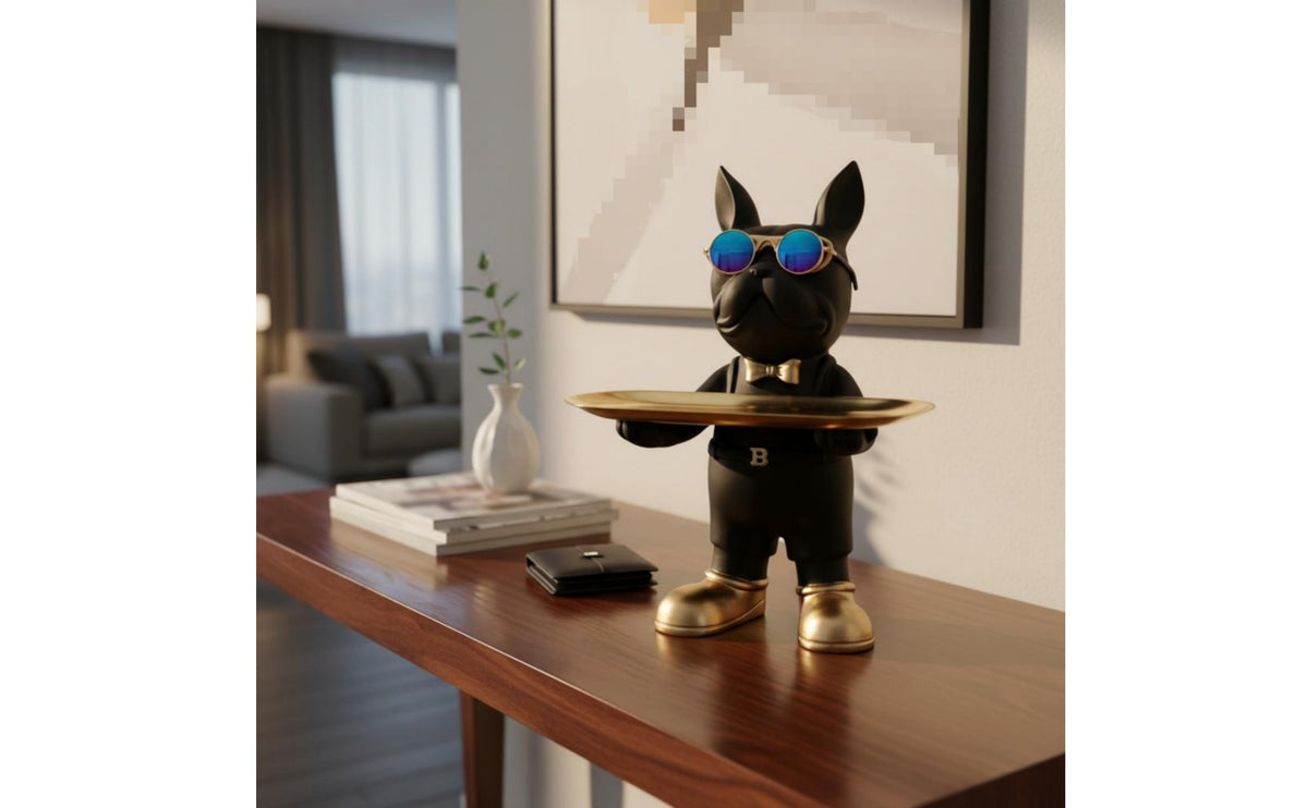Dog Figurine Key Holder Housewarming Gift Canine Butler Tray Entryway Storage Statue Easy to Clean Resin Butler Figurine