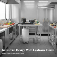 Easy to Clean Commercial Kitchen Prep Table High Load Capacity Heavy Duty Food Prep Station Stable Construction Stainless Steel Workbench Resistant for Restaurant Personnel, DIY Enthusiasts, Cafeteria, Workshop, Laundry Room, Outdoor