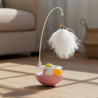 Tumbler Cat Toy Mental Catnip Wobble Toy Stimulates Hunting Urges Feather Rod Cat Teaser for Kittens