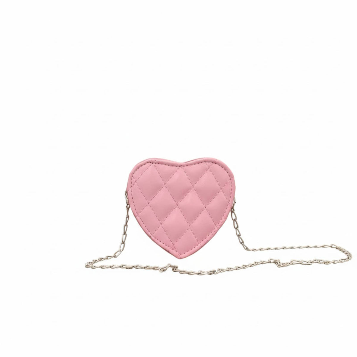 Parent-Child Matching Quilted Chain Purse Lightweight Chain Strap Lipstick Bag Easy to Clean Quilted Heart Bag Zipper Closure for Toddlers
