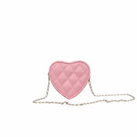 Parent-Child Matching Quilted Chain Purse Lightweight Chain Strap Lipstick Bag Easy to Clean Quilted Heart Bag Zipper Closure for Toddlers