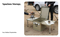 Multi-Functional Convertible Camp Box Table Waterproof Convertible Storage Table Large Capacity Camping Furniture Portable for Campers, Car Owners, Families, Road Trips, Picnics