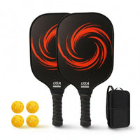 2 Pieces Fiberglass Pickleball Set with Balls 16mm Pickleball Paddles Textured Grip Rackets USAPA Approved for Adults, Beginners, Match Play, Training