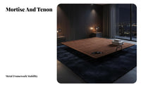 Headboardless Floating Bed Frame sturdy Wood Construction Bedroom Furniture Mortise and Tenon Joinery Mattress Support for Homeowners, Guest Room, attic