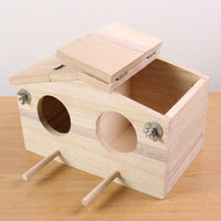 Two-Section Compartment Bird Box with Perches, Cage-Mount Hinged Roof Bird House for Wood Nesting, Space for Aviary and Small Birds