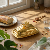 Metal Butter Dish Domed Lid Tableware Covered