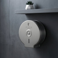 Stainless Steel Center-Pull Bath Tissue Dispenser Brushed Silver Wall-Mounted Bath Tissue Dispenser Enclosed Rust-Resistant for Washroom