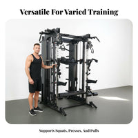 Comprehensive Linear Bearing Press Machine Heavy Duty Cable Versatile Pulley System Machine with a Guided Barbell System Press Full Body Workout