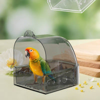 Bird Bath with Bottom Drawer Transparent Bird Bath with Drawer Pet Supply Clear Covered for Small Birds