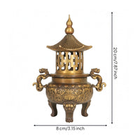 Brass Incense Burner Ornate Pagoda Incense Holder Traditional Chinese Home Decor for Altar