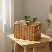 woven Storage Basket Storage Basket with Handles Space-Saving for Living Room