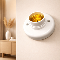 Ceiling Light with E27 Lamp Holder for Living Room, PVC Ceiling Rose Fitting, Surface Mount DIY Lighting with Holes, IP20, 1 Year Warranty