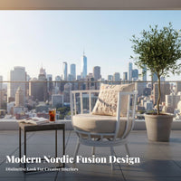 utilitarian design Upholstered Metal Frame Armchair Modern Aesthetic paded Suspension Armchair Thick Soft pad Lounge Chair space-saving Design for Cafe Owners, Homeowners, Balcony, Living Room, book reading alcove, Home Office