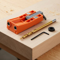 Base Pocket Hole Jig Adjustable Depth 9.5mm Pocket Screw Jig Wear-Resistant Metal Bushings Angled Hole Drill Guide 15 Degree Angle for Woodworkers