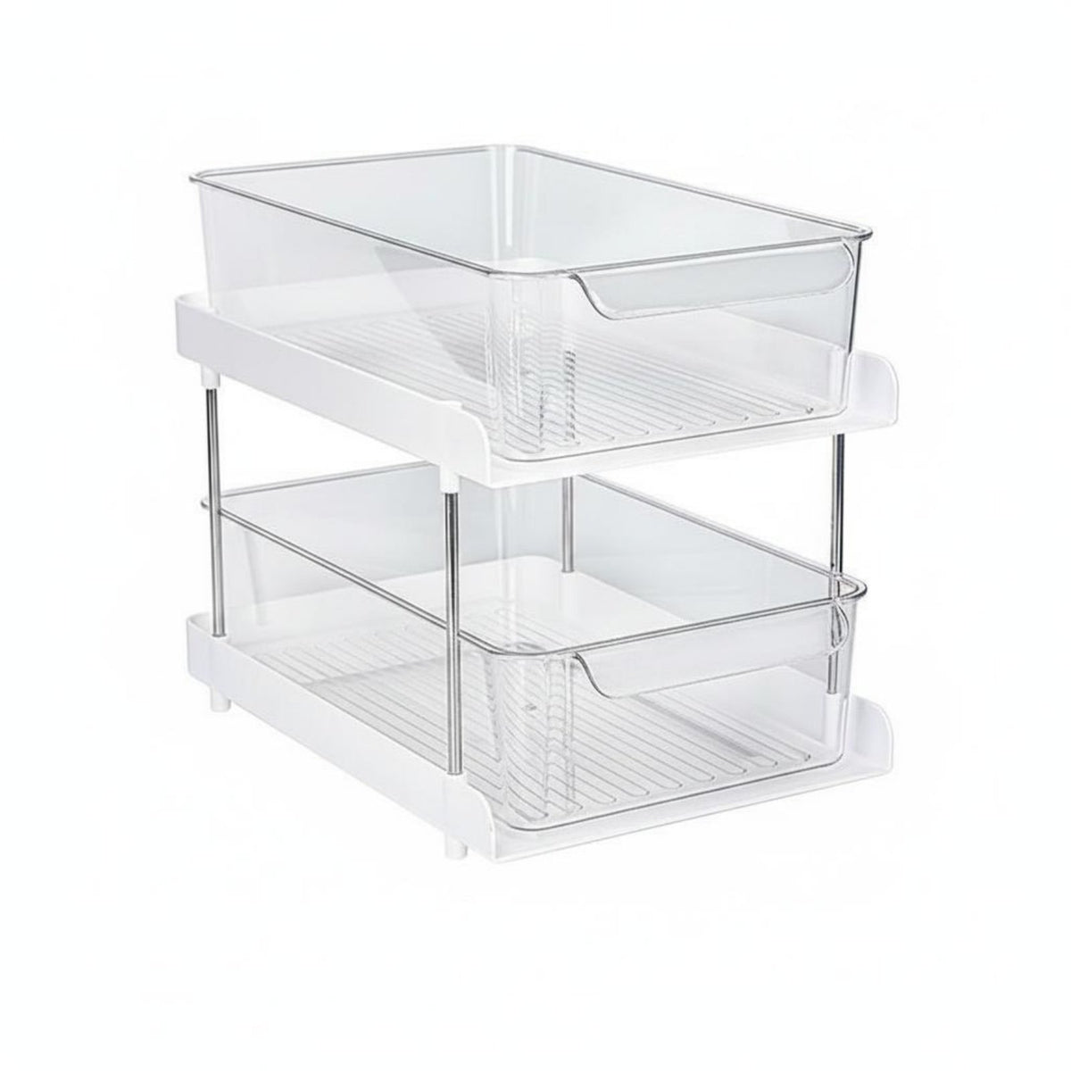 Multi Purpose Double Layer Drawer Rack Space Saving Double-Layer Storage Rack Easy to Clean Cosmetic Storage Box Sturdy for Kitchen, Countertop, Dressing Table