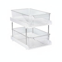 Multi Purpose Double Layer Drawer Rack Space Saving Double-Layer Storage Rack Easy to Clean Cosmetic Storage Box Sturdy for Kitchen, Countertop, Dressing Table
