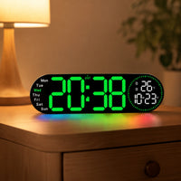 LED Clock with Ambient Light Large Display Digital Wall Clock Bright for Bedroom