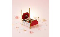 3 Pieces European Design 1:12 Scale Bed Set Ornate Gold Trim Mini Princess Bed Floral Textile Mini Sofa Set Realistic Details for Collectors, Model Room
