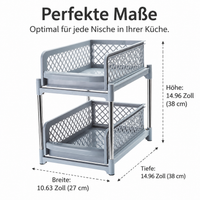 Kitchen Pull-Out Shelf, Narrow Kitchen Organizer 18.5x38x62cm, 2 Levels, Freestanding, for Kitchen Storage
