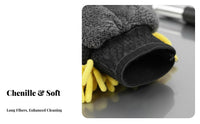 Thickened Chenille Car Cleaning Glove High Absorbency Waterproof Chenille Wash Glove Scratch-Safe for DIY Detailers, Homeowners, Driveway