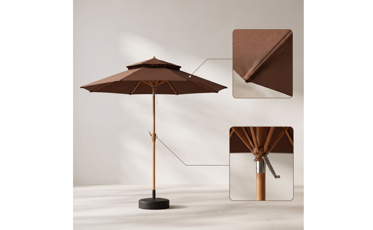 Outdoor Umbrella with Water-Filled Base Windproof Double-Canopy Umbrella with Weighted Base Sturdy for Homeowners, Cafe Owners, Backyard, Courtyard
