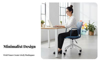 Height Adjustable Rolling Desk Chair Colorful Options Swivel Chair with Perforated Backrest Ergonomic Computer Seat Stable Base for Students, Creatives, Adults, Studio, Workspace, Study Room