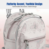 Artistic Mini Backpack, Floral Pattern, PU Leather, Lightweight, Travel, Unisex