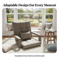 Foldable Design Adjustable Backrest Lounger Multi-Functional Adjustable Floor Lounger Padded Cushion Lounge Seat Sofa-Bed Convertible for Students, Young Adults, Gamers, Dorm Room, Bay Window, Bedroom, Reading