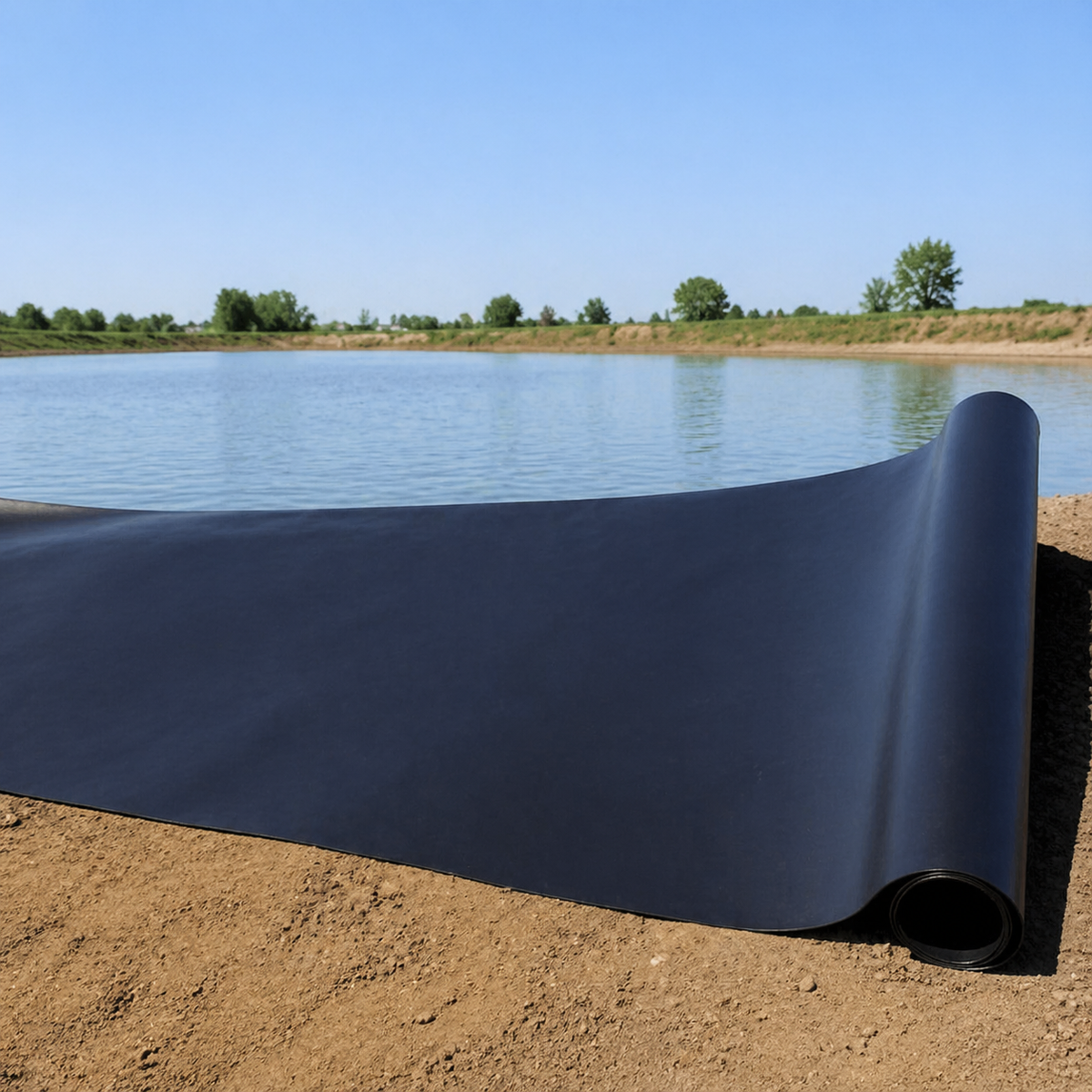 HDPE Geomembrane Pond Liner, Heavy Duty Black Matte Drainage Membrane, Flexible for DIY Pond Projects & Water Features