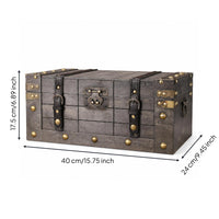 Rivet Details Decorative Storage Chest Distressed Gray Vintage Wooden Chest