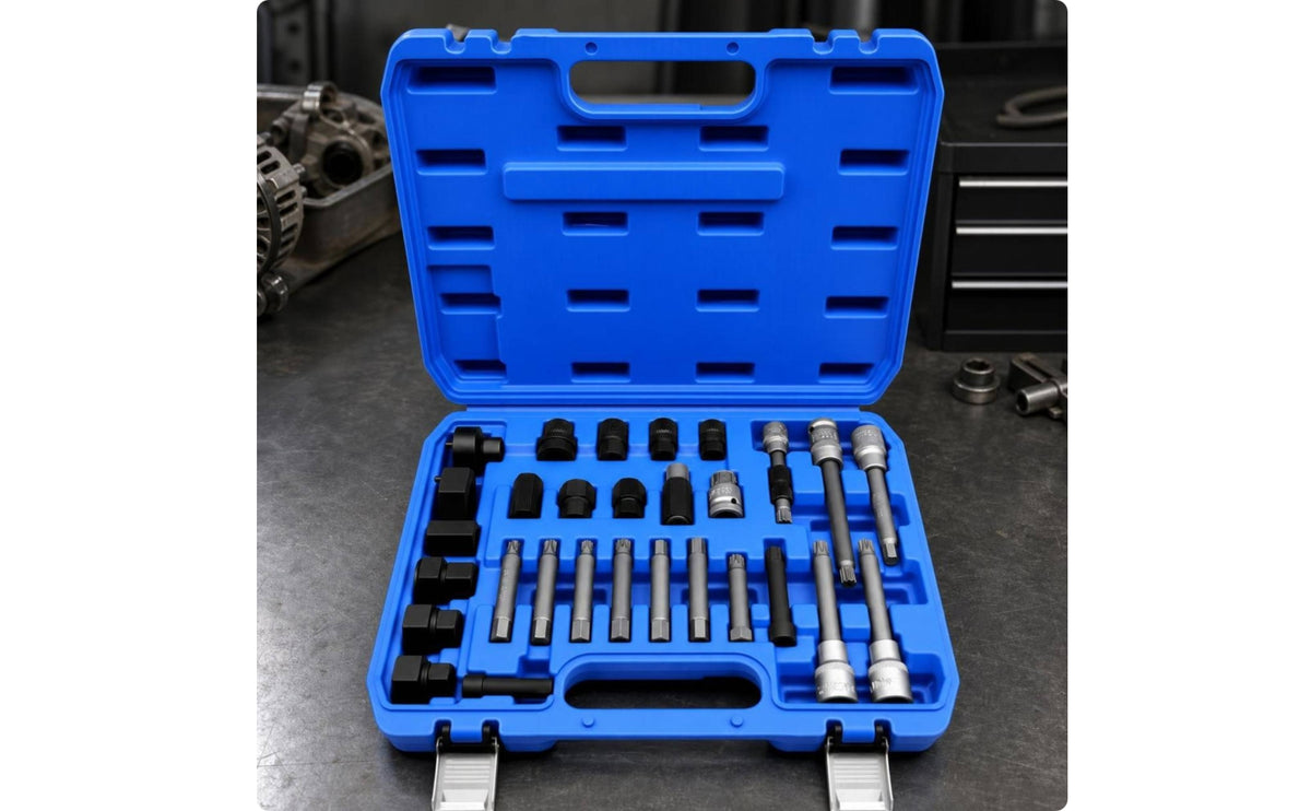 30 Pieces Alternator Pulley Remove Install Tool Kit Compatible Alternator Pulley Tool Kit Portable for Technicians