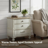 French Country design Bedside Table with Drawers Vintage Design Distressed Single-Drawer End Table space-saving Size Nightstand Sturdy Construction for Apartment Dwellers, Homeowners, Students, Guest Room, Entryway, Hallway, Office