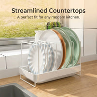 Dining Table and Kitchen Cabinet Plate Storage, Carbon Steel Cupboard Organisers for Students, Large Dish Drainer Rack for Countertop Use