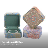 Decorative Design Chinese Design Embroidery Box Giftable Octagonal Jewelry Box Soft Padded Interior for Brides, Gifting, Dresser Top