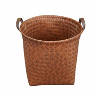 Imitation Rattan Laundry Basket Portable Clothes Hamper with Handles Faux Rattan Storage Container Rustic Design for Living Room