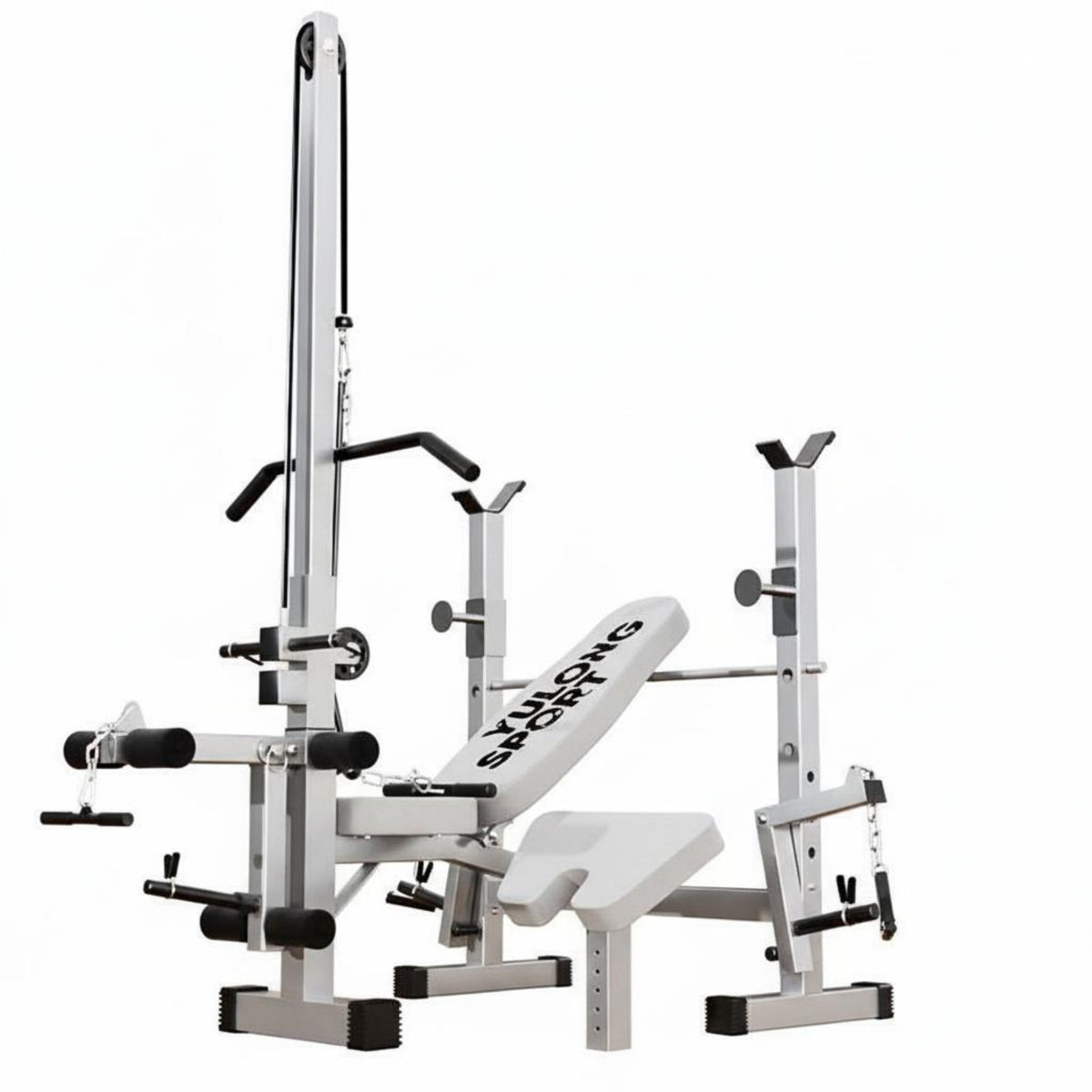 Heavy-Duty Steel Construction Adjustable Squat Rack Bench Press High Load Bearing Adjustable Weight Bench Press Station Space-Saving Weightlifting Bed Foldable Design