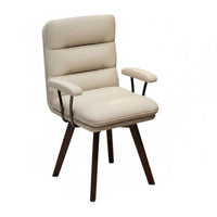 Padded Backrest Upholstered Retro Task Chair Ergonomic Design Swivel Armchair Easy to Assemble Household Furniture Space-Saving for Home Office Workers, Students, Adults, Study Room, Bedroom, Vanity